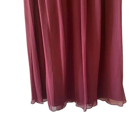 Jenny Packham Cabernet Cap Sleeve Chiffon Bridesmaid Dress Fit & Flare 12 #1654 - Picture 4 of 15